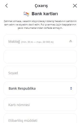 Glory Casino bank kartı